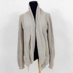 MONK & LOU Open Front Oversized Knit Cardigan WITH POCKETS GREY COLOR